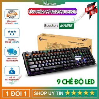 Bosston MK912 - Bàn phím cơ chuyên game Blue Switch có 9 chế độ đèn Led (Đen) - Hàng chính hãng -dc4179