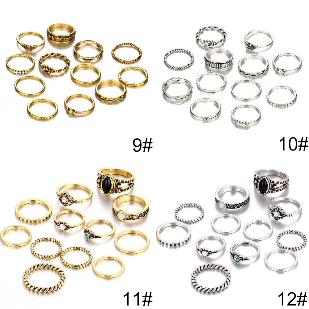 Bộ nhẫn 17KM màu bạc/vàng kiểu cổ điển thời trang