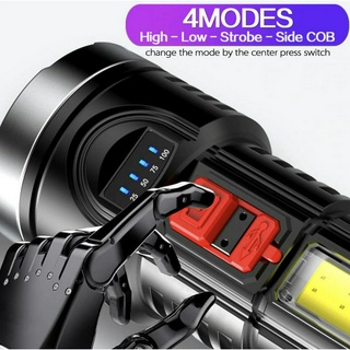4 Modes Usb Rechargeable Flashlight 8000lm Waterproof 18650 Battery