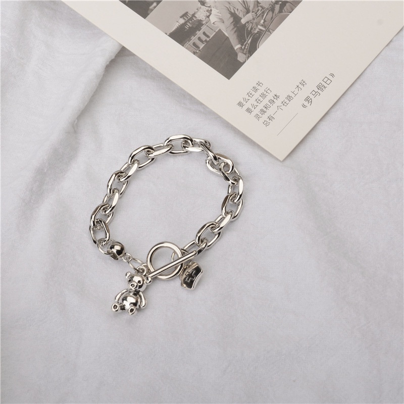 Vòng Tay Thiết Kế Đơn Giản Có Khóa Hình Chú Gấu Dễ Thương Dành Cho Học Sinh