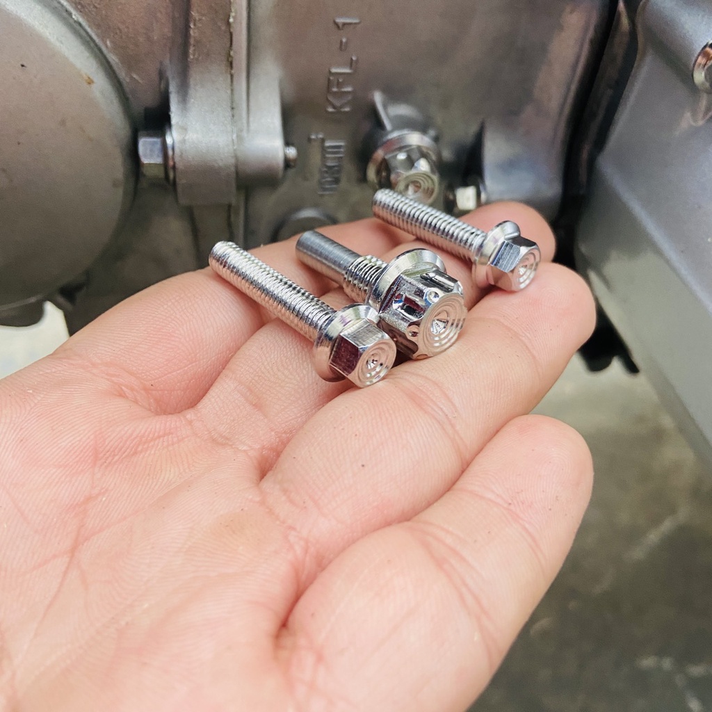 (CHUYÊN ỐC KIỂU XE MÁY) Bộ 10 chi tiết ốc SALAYA và tán SALAYA mẫu THÁI gắn đầu lòng xe WAVE, DREAM, trang trí xe sáng