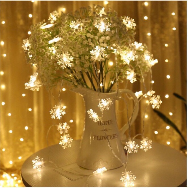 ĐÈN NHÁY BÔNG TUYẾT 10m DECOR TRANG TRÍ NOEL TẾT[GIA DỤNG RẺ]