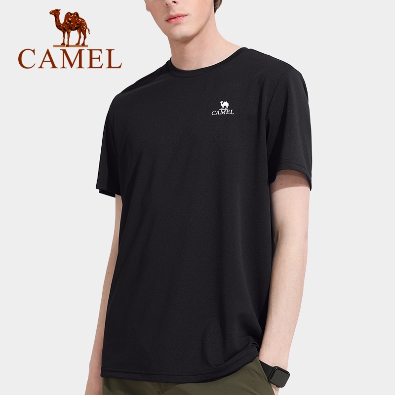 Áo thun CAMEL bằng cotton tay ngắn cổ tròn màu sắc đơn giản thoải mái cho nam