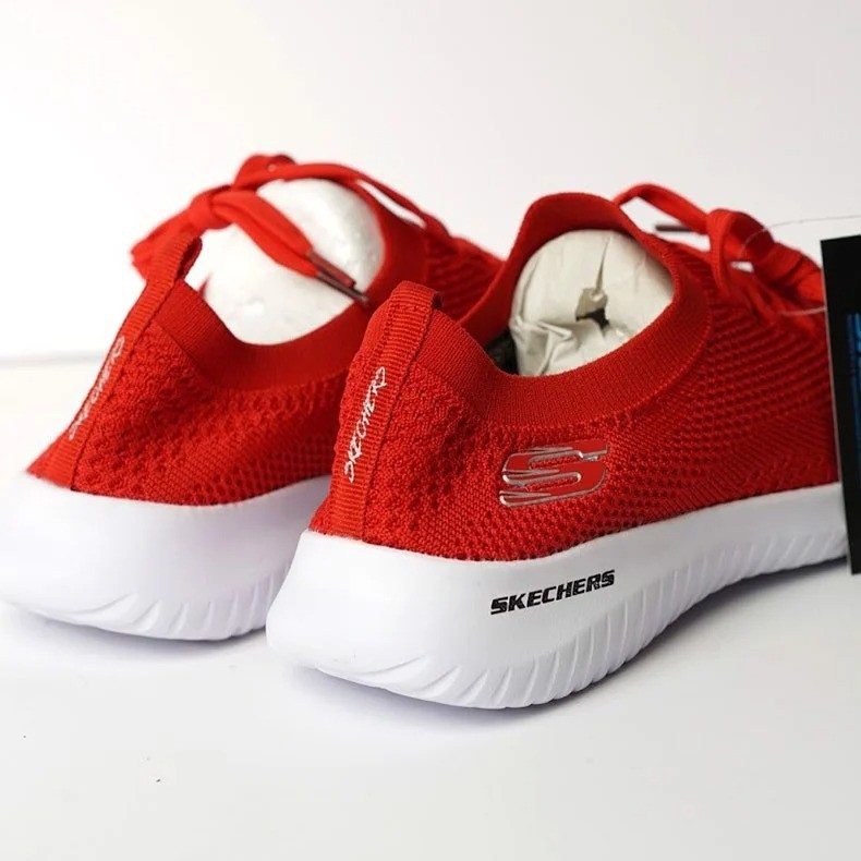 Giày thể thao Skech cổ chun nữ siêu nhẹ Knit mới- Đỏ