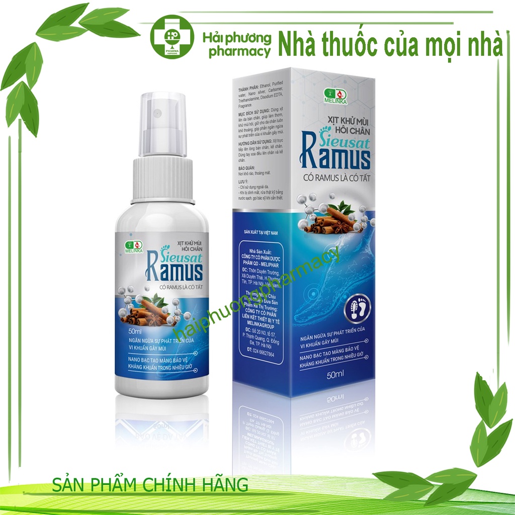 Xịt khử mùi giày, hôi chân Ramus có Nano bạc diệt khuẩn khi đi tất, giầy, hương quế xịt thơm food spray