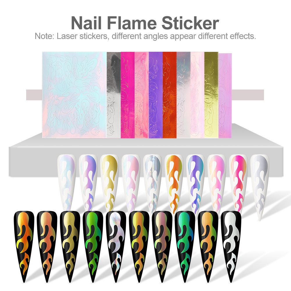 [Hàng mới về] Sticker Dán Móng Tay Họa Tiết Ngọn Lửa Trang Trí Nghệ Thuật