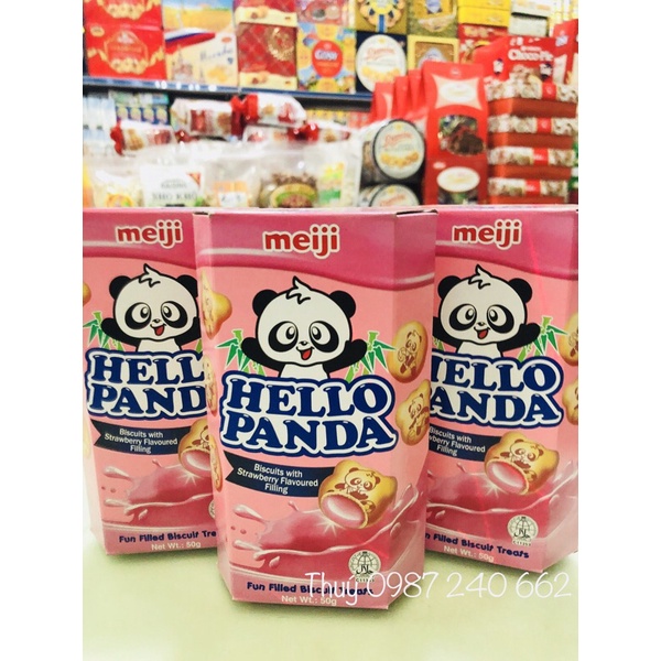 Bánh gấu Hello Panda nhân kem dâu Meiji hộp 50g
