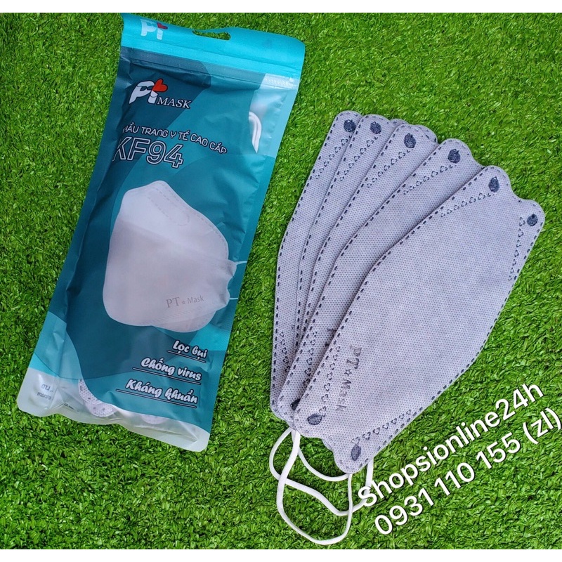 ✅ Túi 10 cái khẩu trang 4D kf94 Pt mask Phương Tuyến 4 lớp giấy kháng khuẩn