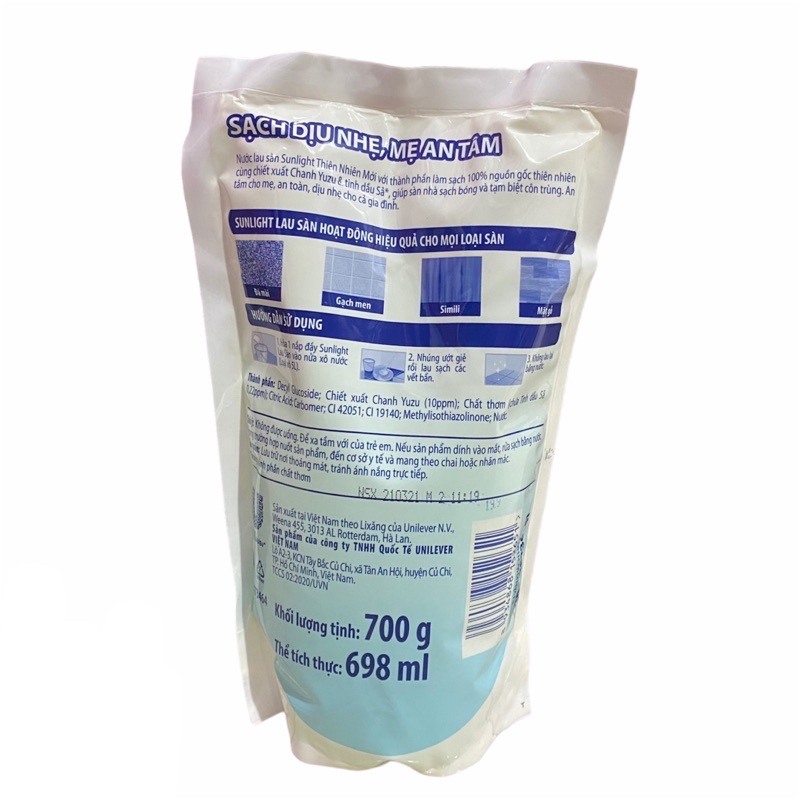 Nước Lau Sàn Sunlight Thiên Nhiên hoặc Hoa Hạ Bạc Hà Túi 700g