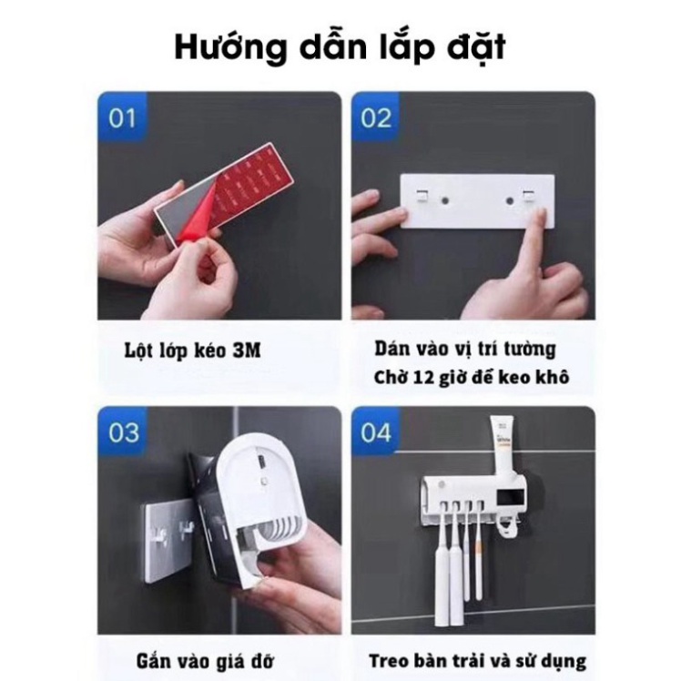 Kệ Nhả Kem Treo BàN Chải Đánh Răng Tiện LợI Khử Khuẩn Bằng Tia Uv Cảm Ứng Khử Trùng