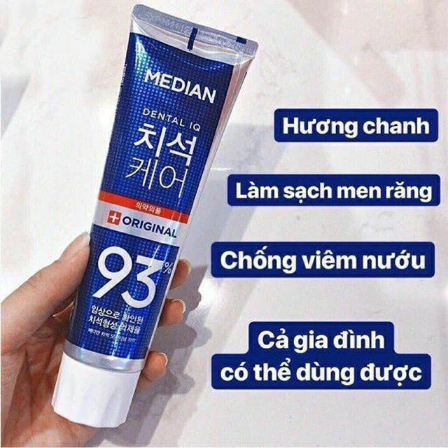 Kem đánh răng MEDIAN Dental IQ 93% Hàn Quốc 120g làm trắng răng,loại bỏ các vết bẩn,tẩy sạch cao răng,hơi thở thơm mát