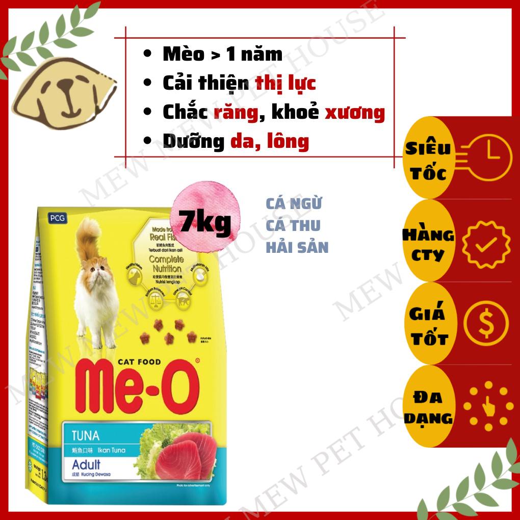 [20 gói 350g] Hạt Cho Mèo MeO Adult Bao 7kg Vị Cá Ngừ/Thu/Hải Sản