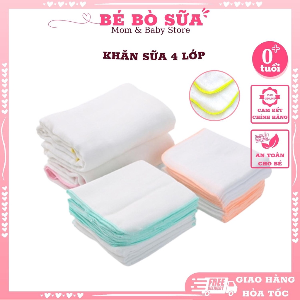 Khăn Sữa Xô 4 Lớp Xuất Nhật Bo Viền Kim Ngân Cho Trẻ Sơ Sinh Và Trẻ Nhỏ (SET 10) giao màu ngẫu nhiên