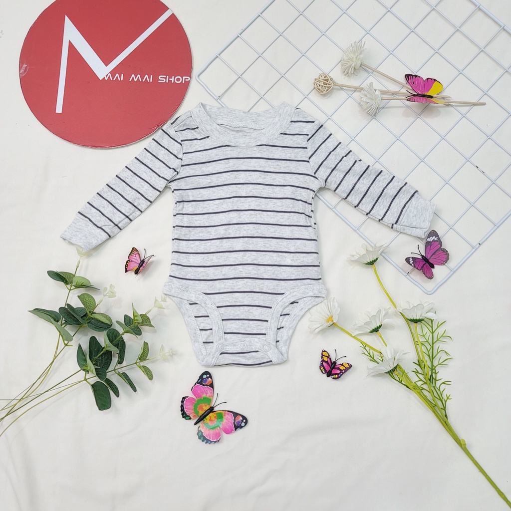 Body chip TAY DÀI xuất dư cổ tròn, cổ đáp vai cho bé gái- Bộ liền thân, BODYSUIT cho bé