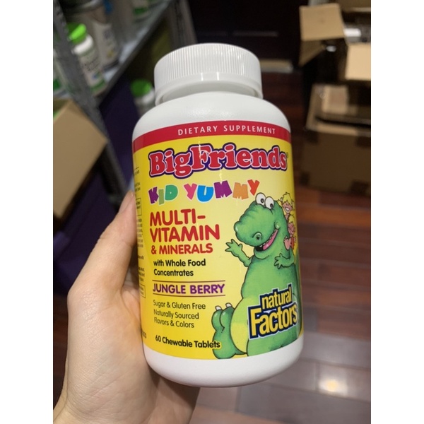 Kẹo ngậm dinh dưỡng tổng hợp Big Friends vị berry cho bé từ 3tuổi - Natural Factors (Canada)
