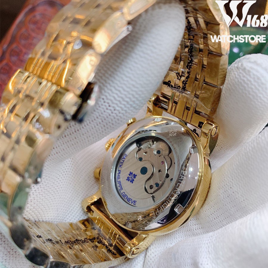 Đồng Hồ Nam PP GENEVE Viền Trơn Máy Cơ Automatic 41-42mm Chống Nước 5ATM