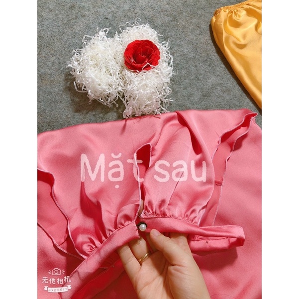 Bộ Ngủ Sexy- Yếm Ngủ Satin Đính Hạt Form 40-55kg