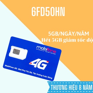 Sim 4gb mobifone sẵn gói 5gb/ngày/12 tháng 6fd50hn