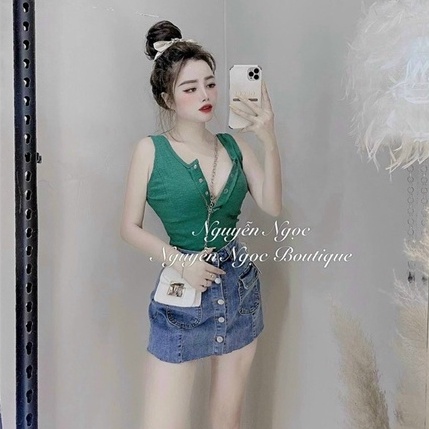 Áo ba lỗ tăm khuy ngực tháo mở được, Áo kiểu dáng ôm sexxy co giãn AS5117 - NhiNhi Shop
