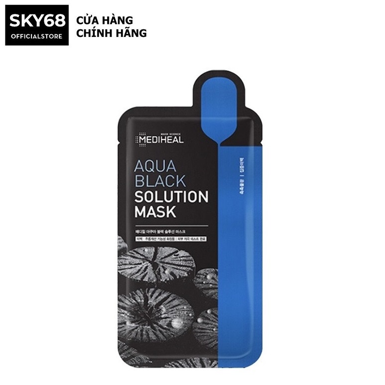 Mặt Nạ Than Hoạt Tính Loại Bỏ Bã Nhờn, Giảm Mụn Đầu Đen, Mụn Cám Mediheal Solution Mask 23ml - Aqua Black