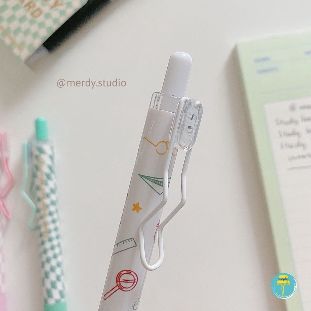 Bút gel đen Mura ngòi kim cao cấp, khô nhanh - Study Hard (tặng ngòi)