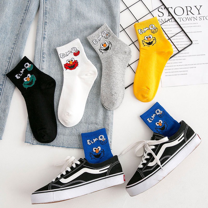 Vớ tất unisex nam nữ cổ cao họa tiết hoạt hình Elmo cực đẹp TN83