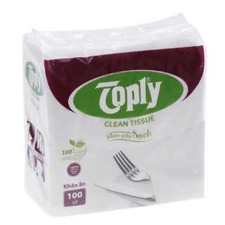 Khăn giấy ăn toply - 100 tờ 1 lớp - combo 5 gói
