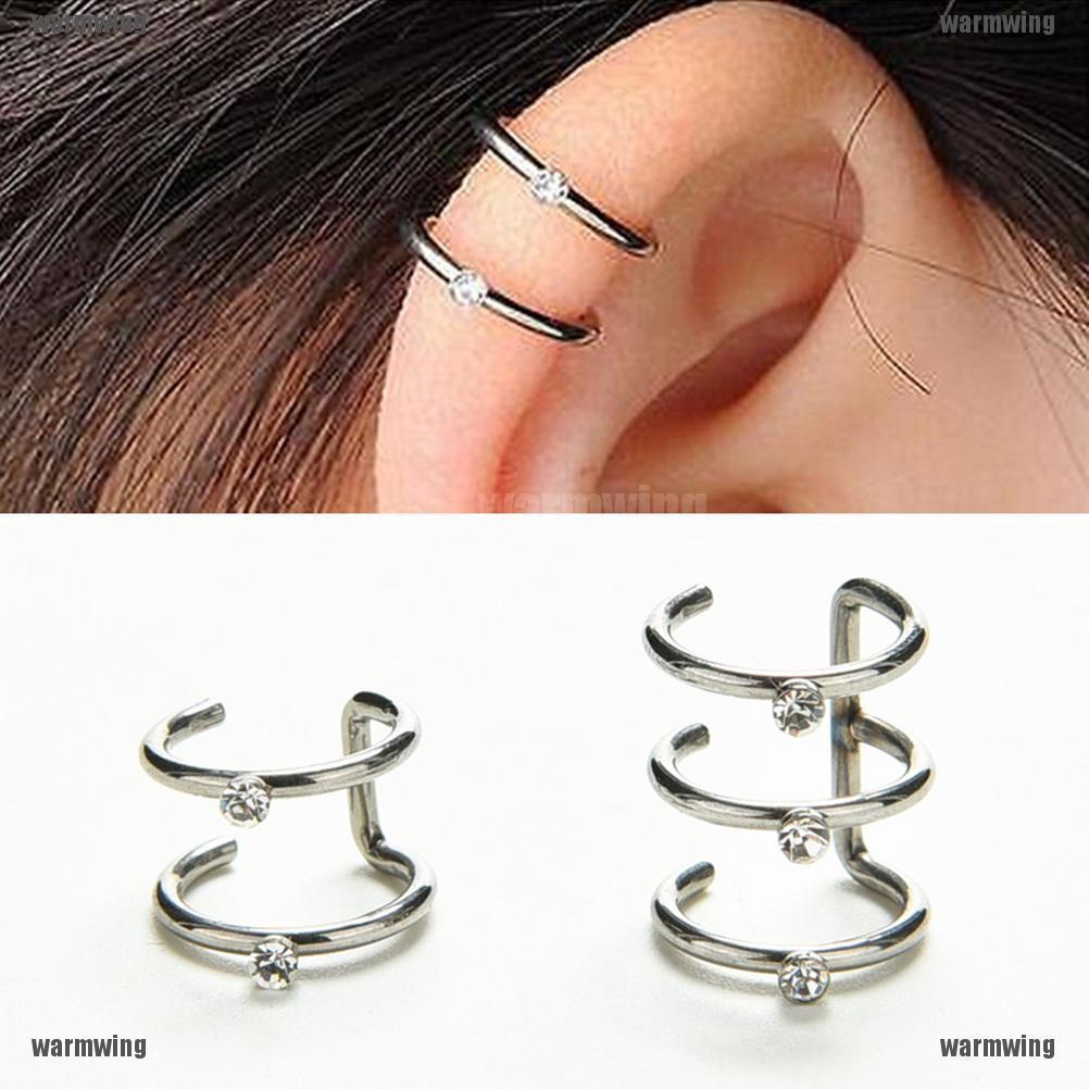 Khuyên Kẹp Vành Tai 2 / 3 Hàng Helix Mạ Bạc