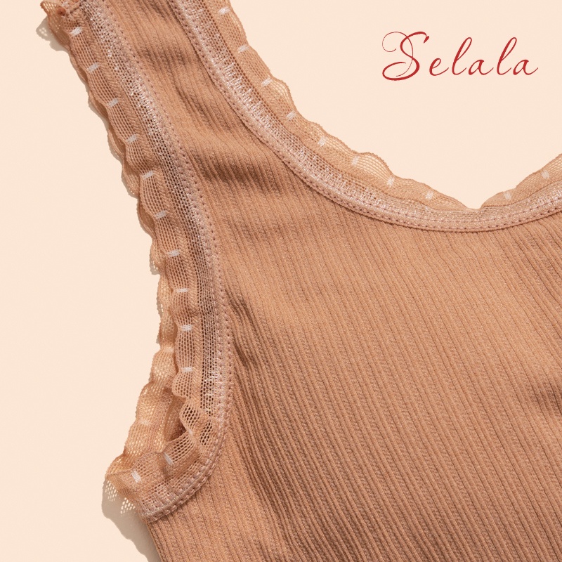 Áo Bra Croptop Selala Len Tăm Viền Ren Đệm Nâng Đỡ Thấm Hút BS02