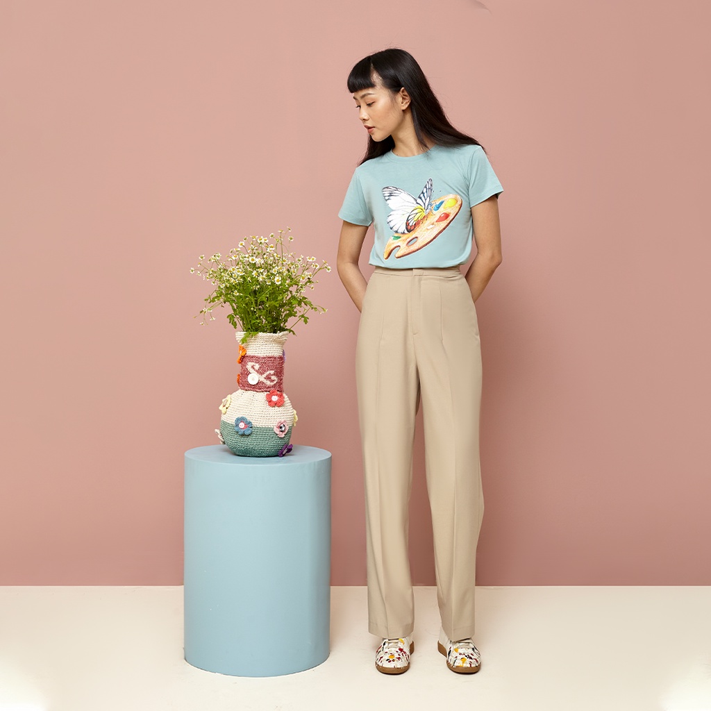 Andabove - Áo thun nữ in hoạ tiết Bướm đậu