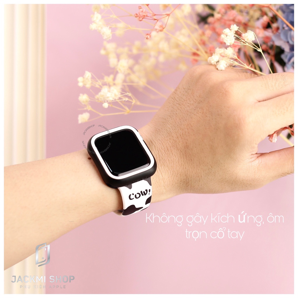 [COMBO 2 MÓN BÒ SỮA] DÂY SILICON HỌA TIẾT CHO APPLE WATCH + ỐP VIỀN RHINOSHIELD CHO APPLE WATCH