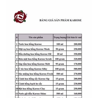 NƯỚC HOA HỒNG KAROSE chai 100ml
