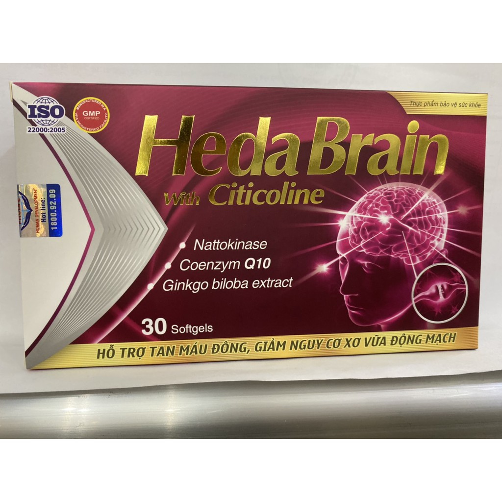 HEDA BRAIN - HEDABRAIN- CHỐNG MÁU ĐÔNG-NGỪA XƠ VỮA MẠCH MÁU NÃO- -100% chính hãng.