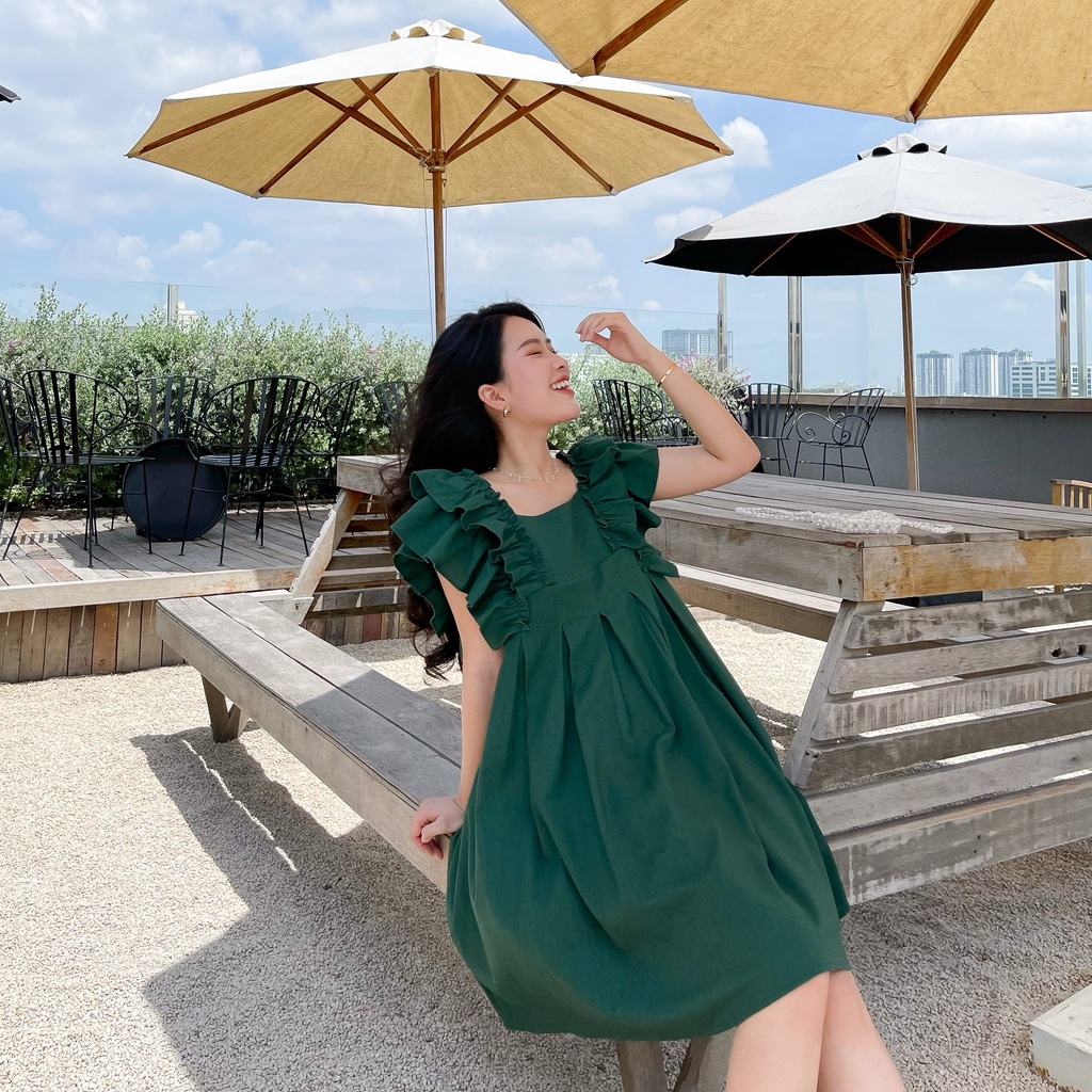 ĐẦM BABYDOLL XẾP LY ZAREEN DAX47 XANH LÁ