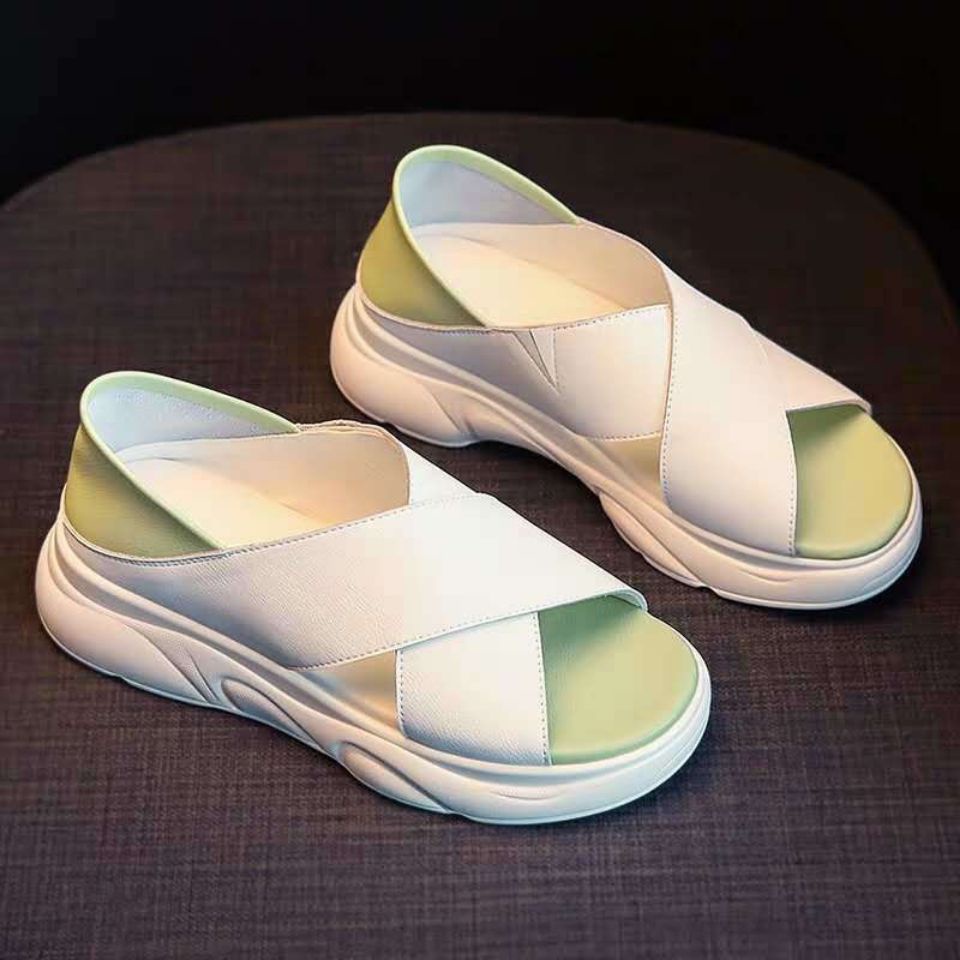 Giày sandal thể thao đế xuồng mềm chống trượt phong cách Roman 2022 cho nữ