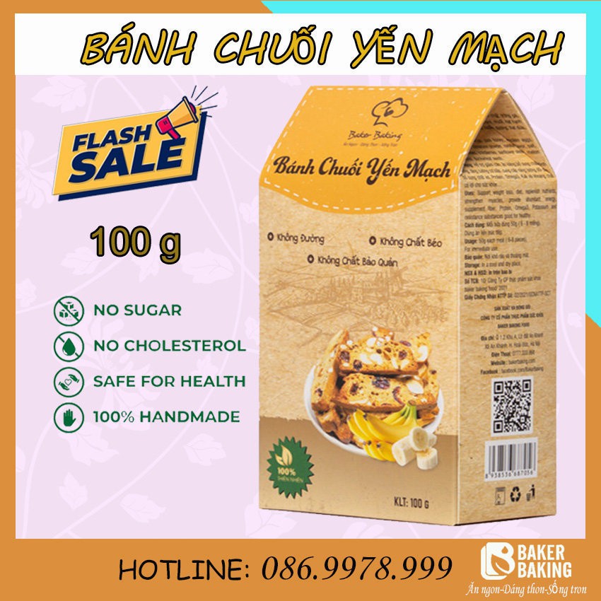 Bánh ăn kiêng giảm cân,Bánh biscotti chuối yến mạch ăn ngon dáng thon không đường,không chất béo, hộp tiện lợi :100g