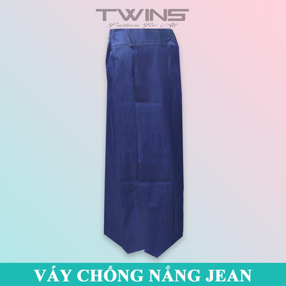 Váy chống nắng vải jean cao cấp dạng nút bấm và dán chất dày dặn giúp che nắng cho nữ