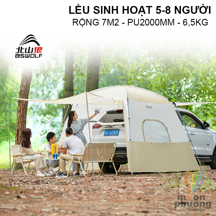 Lều lớn mái che sinh hoạt 6 - 8 người cắm trại dã ngoại BSWolf - MUÔN PHƯƠNG SHOP