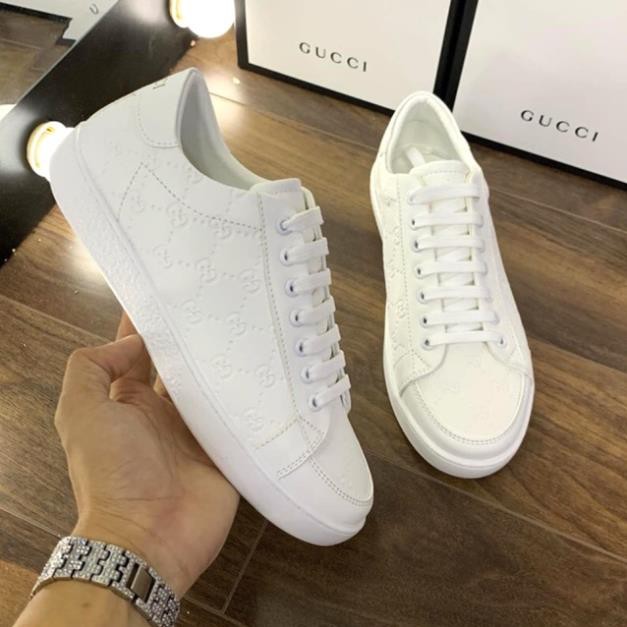 Tết Sale XẢ | Bán Chạy | Giày gucci vân chìm màu trắng SẴN KHO Xịn Nhẩt NEW ✔️ . ^ ' ^ ` ! ' ! ! |