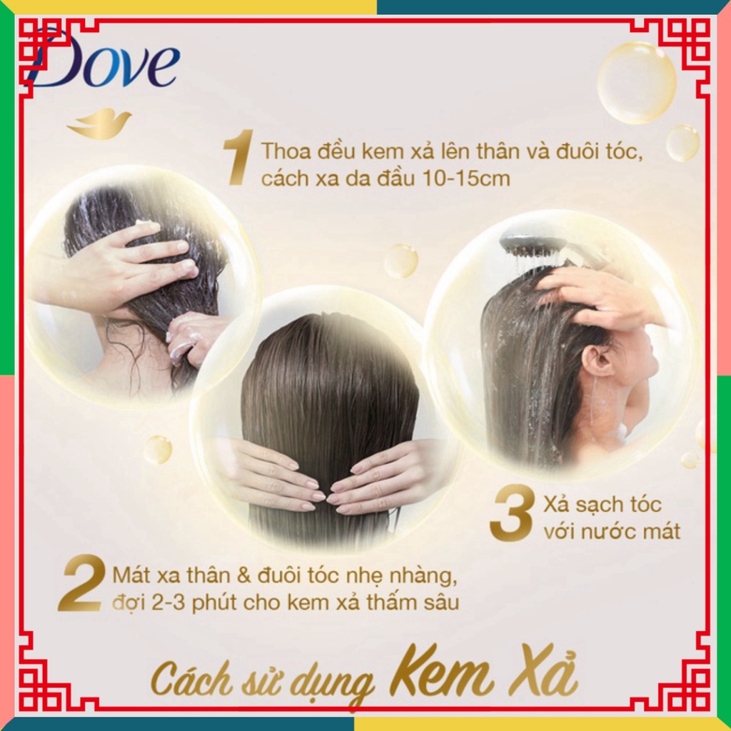Kem xả Dove Óng Mềm ngẫu nhiên với Hoa Sen Nhật và Nước Gạo dưỡng tóc mềm mượt, óng ả 610g
