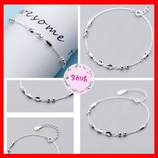 [Bạc 925] [L03] Lắc tay bạc 925 Hạt và Lá cá tính