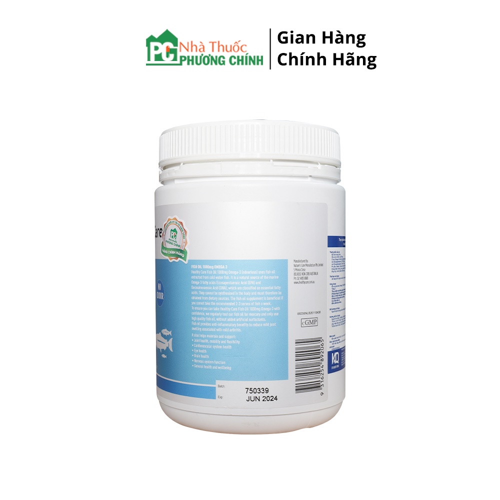 Viên Uống Dầu Cá Healthy Care Fish Oil 1000mg Omega 3 - Giúp Tăng Cường Thị Lực, Bổ Não, Khỏe Tim Mạch