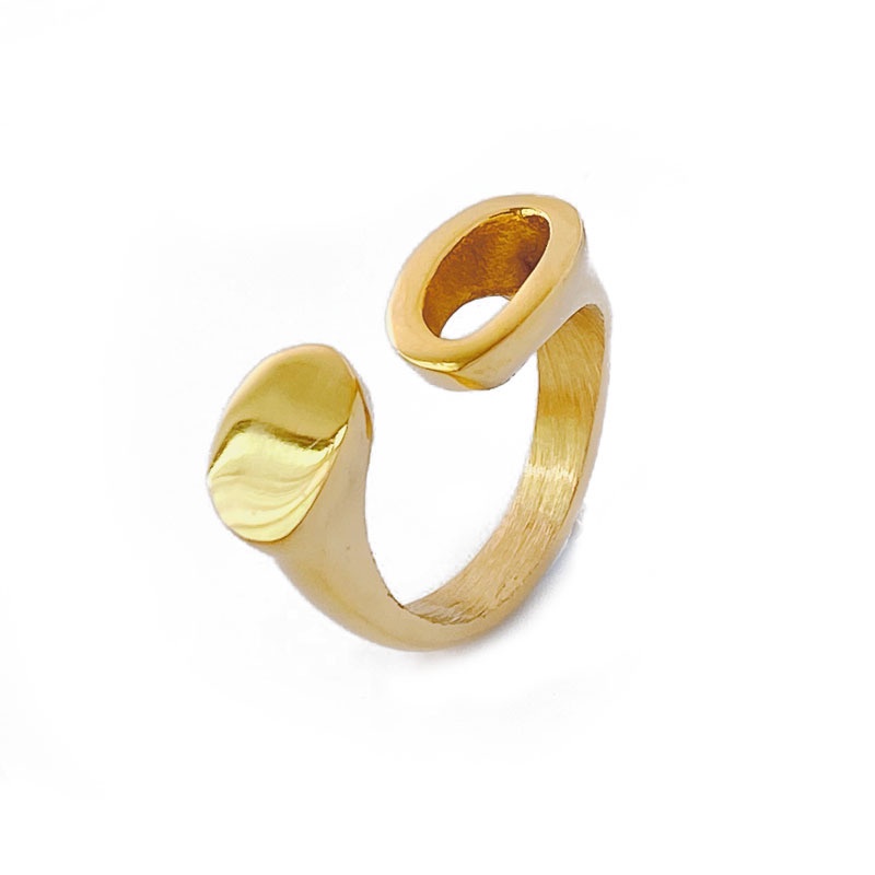 Nhẫn Hở Mạ Vàng 18k Mặt Hình Oval Thời Trang Cho Nữ