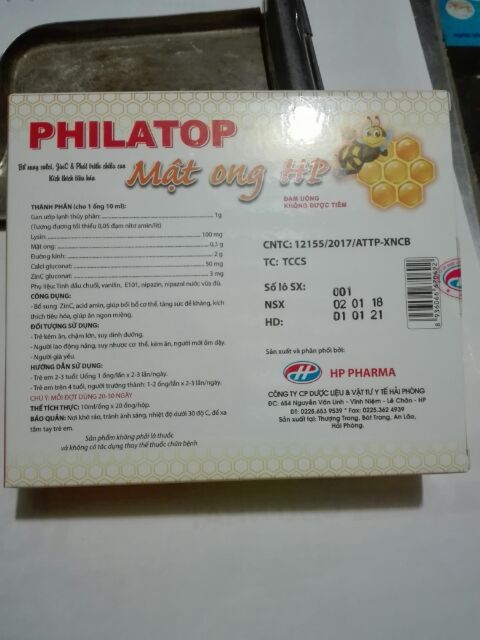 Đạm uống philatop mật ong HP hộp 20 ống