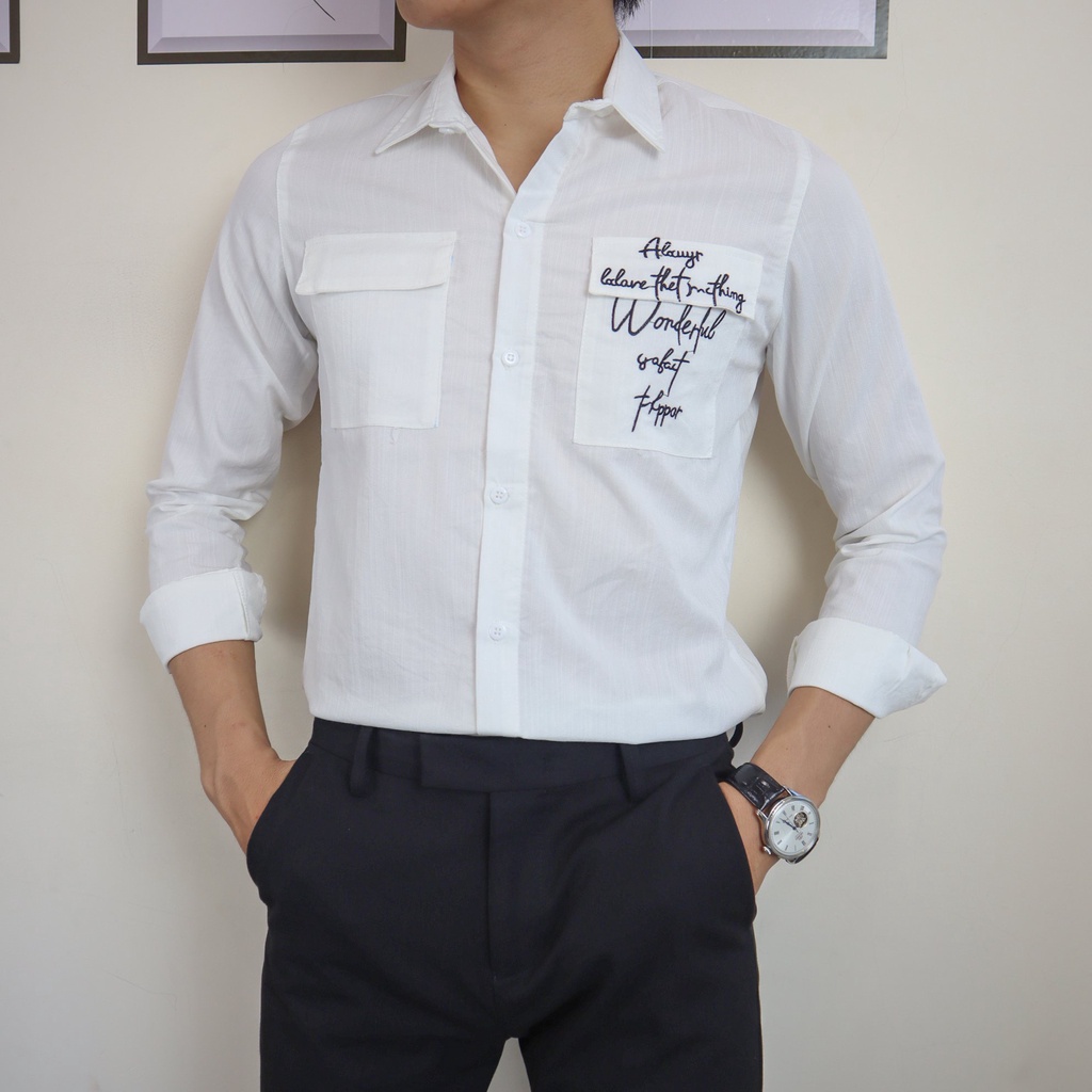 Áo sơ mi nam nữ unisex vải đũi kiểu dáng Hàn Quốc hợp thời trang nam tính dễ phối đồ | BigBuy360 - bigbuy360.vn