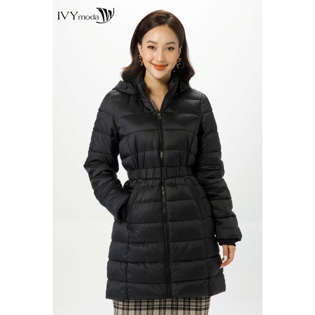 Áo phao nữ dáng dài cổ mũ IVY moda MS 71B8858