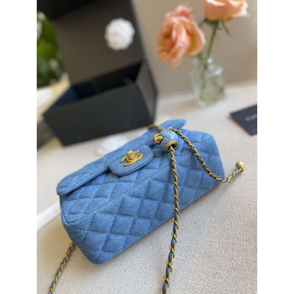 Túi Xách Denim / Vàng Sáng 20Cm Không Hộp