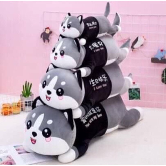 Gấu bông chó HUSKY co giãn 4 chiều 1m5(chó Alaska) chó ngáo,mèo alaska