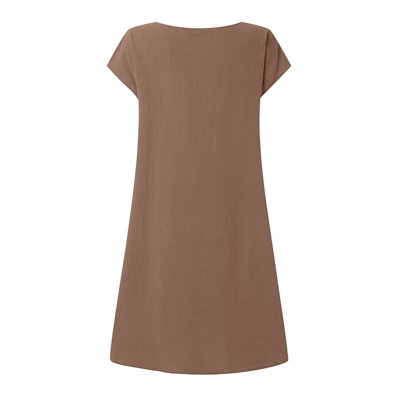 Zanzea Đầm Nữ Tay Ngắn Cổ Chữ V Thời Trang Retro