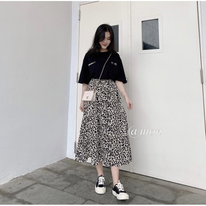 Chân váy Da Báo Dáng Dài Nữ 🌸 Đầm Midi Dáng Xòe Da Beo Cạp Cao Chun Lưng Bánh Bèo Siêu Xinh | BigBuy360 - bigbuy360.vn